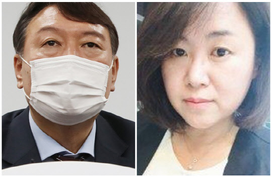 윤석열(왼쪽) 전 검찰총장과 권경애 변호사. 연합뉴스